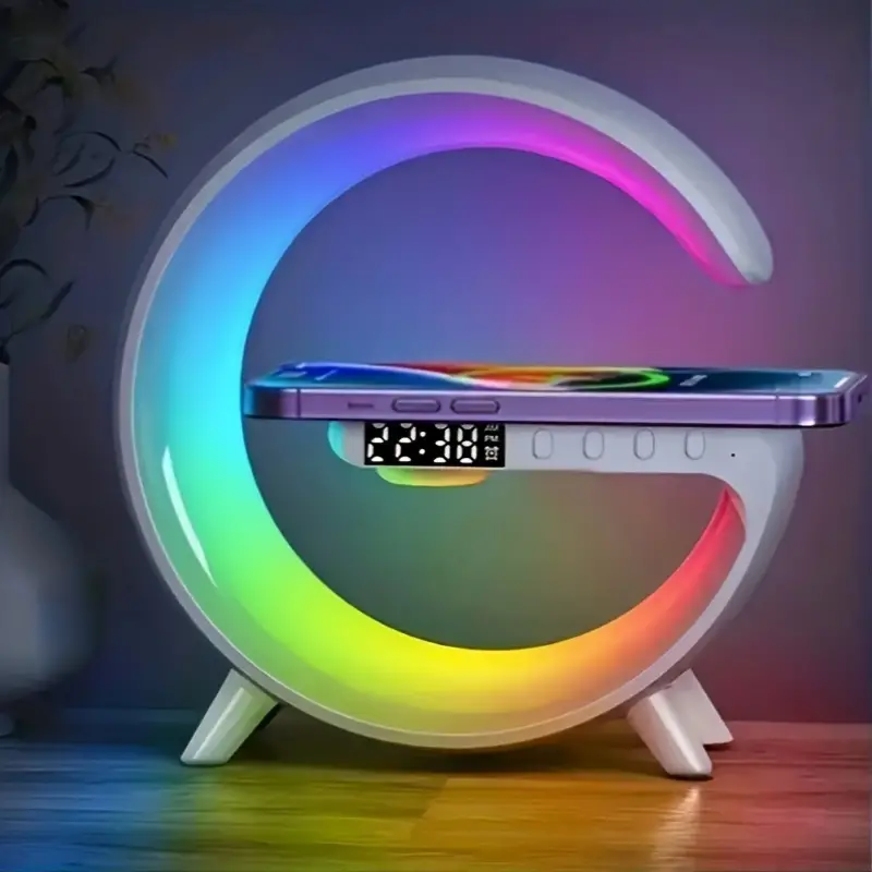 wireless bluetooth speaker with wireless fast charging stand